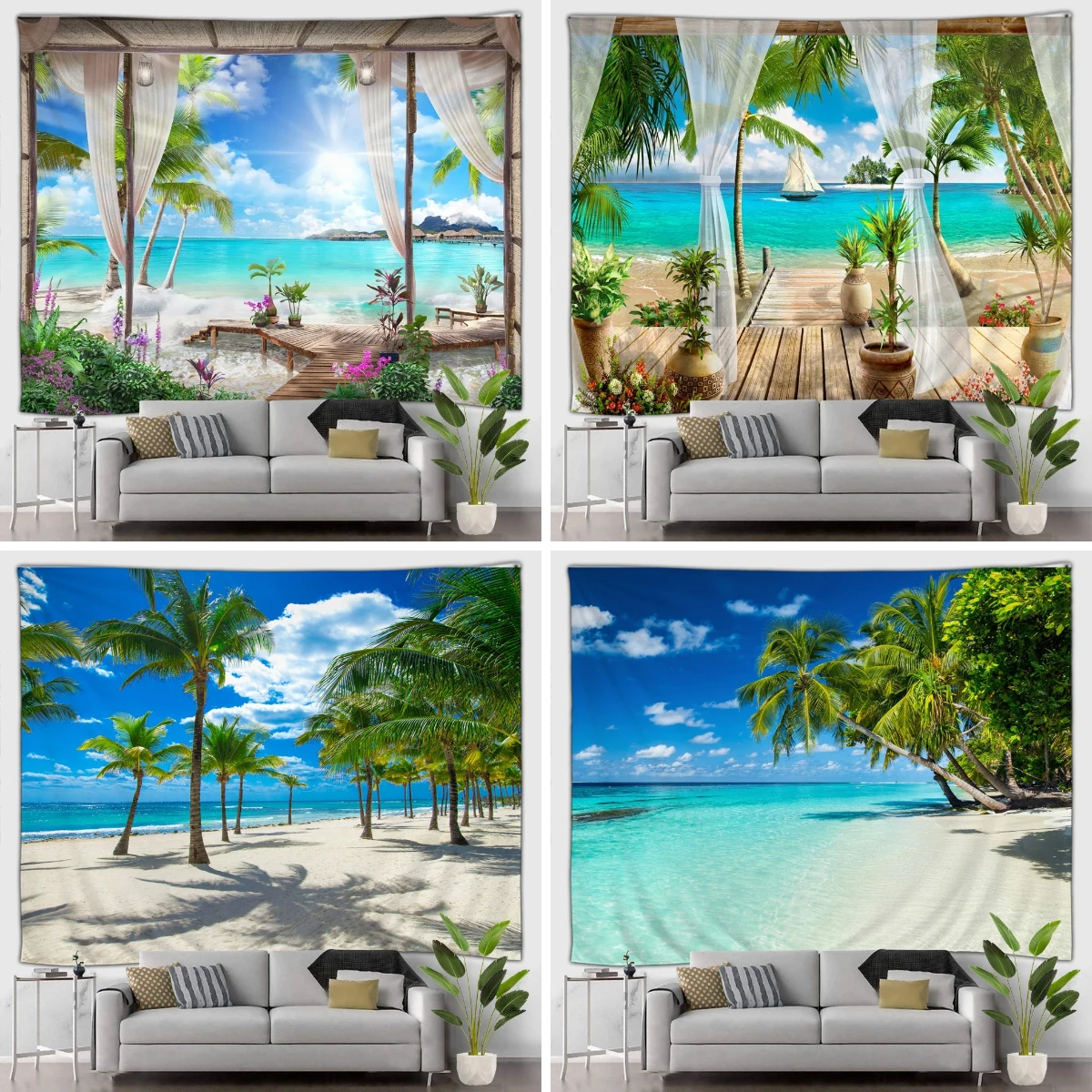 Wall Scroll Tapestry - Tapiz de decoración de playa, colgante