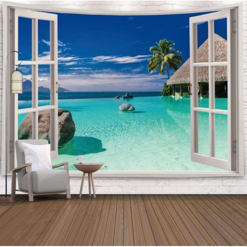 Tapiz con paisaje de Santorini - Wall Scroll Tapestry reseña y precio